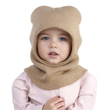 Winter Baby Knitted Hat for Girls Boys Warm Ears Neck Kids Bonnet Hat Scarf One-Piece Children Beanie Baby Cap 1-5Y