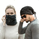 Winter Men And Women multi-purpose Solid Colour Pullover Hat Scarf multi-purpose Padded Wool Knitted Hat Outdoor Warm Pile Cap