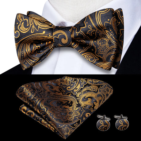 Dropshipping Jacquard Silk Mens Self Bow Tie Hanky Cufflinks Set Male Butterfly Knot Bowtie Wholesale for Male Wedding Business