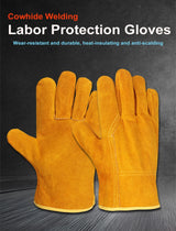 Labor Protection Cowhide Gloves Double-layer Yellow Safety Welding Wear-resistant Gloves Personal Protective Equipment