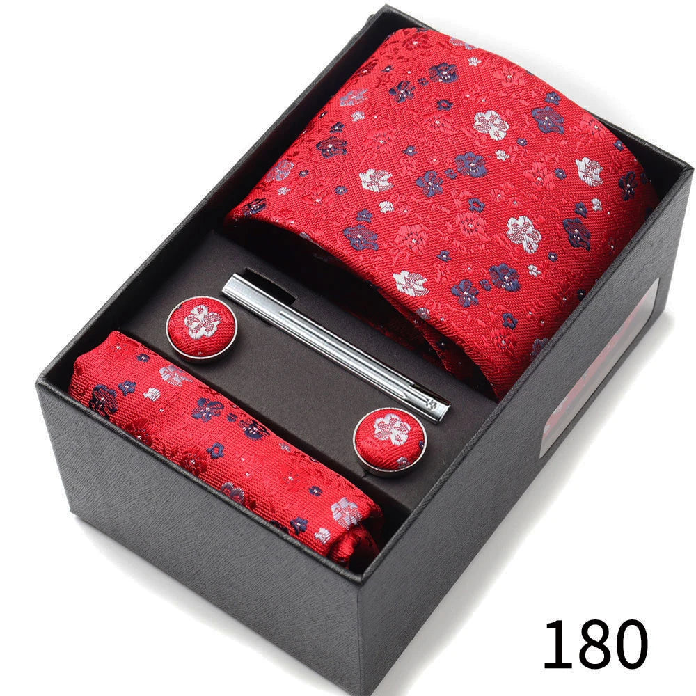 Men's Tie Gift Box With Neckties Handkerchiefs Cufflinks Tie Clips 6-Piece sets Group Business Wedding Festival Formal Ties