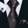 Fashion Mens Ties Set Silk Gray Black Silver White Striped Plaid Solid Paisley Floral Neck Tie Hankderchief Cufflinks Barry·Wang