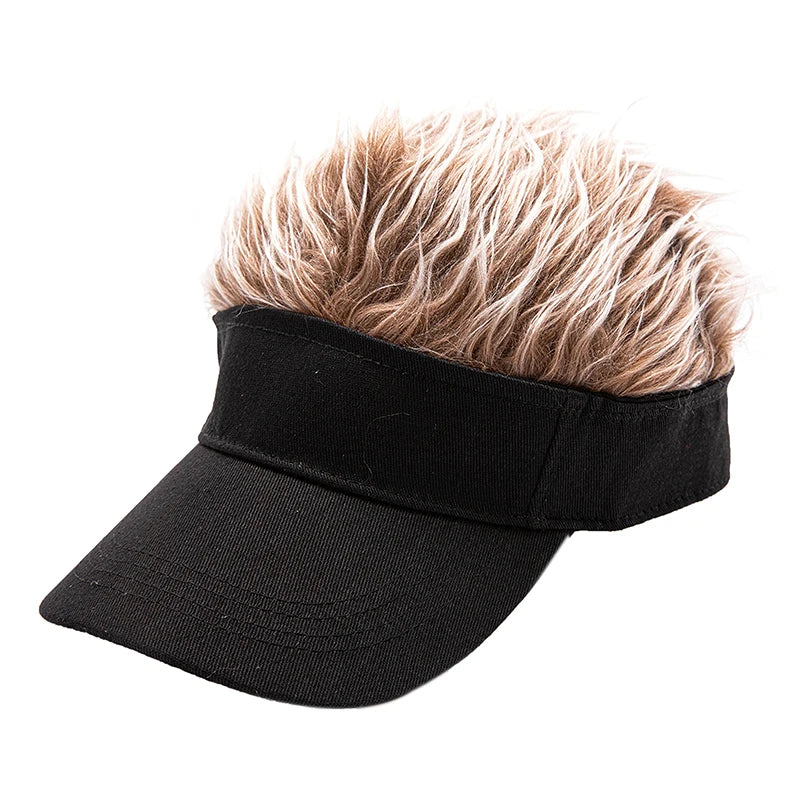 Golf Baseball Cap with Fake Flair Hair Cap Sun Visor Fun Toupee Hats Mens Womens Spiked Hairs Wig Hat