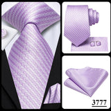 Hi-Tie Purple Lilac Floral Striped Silk Elegant Tie For Men Groom Wedding Men Necktie Pocket Square Cufflink Accessory Wholesale