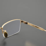 2024 High Quality Handmade Titanium Half Frame Computer Glasses Men Women Luxury Retro Rectangle Eyeglass Frame Optical Eyewear