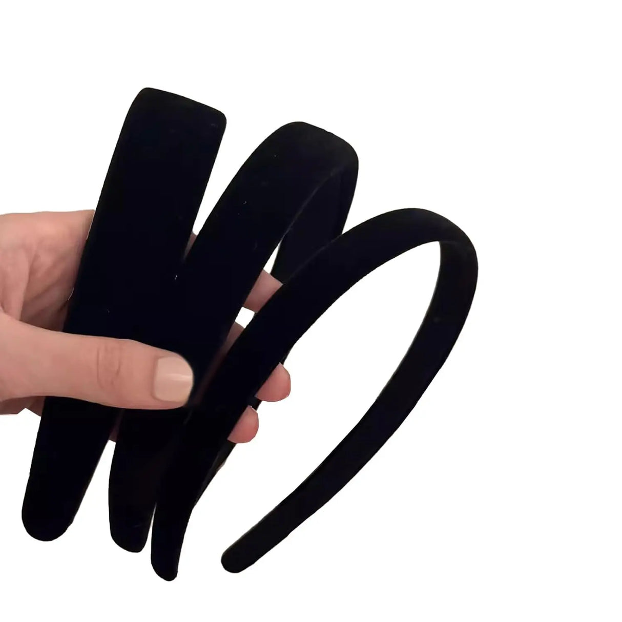 3 Pcs Black Velvet Padded Headbands for Women, Soft Simple Headband for Girls and Teens, Plain No Teeth Thick Hoops Hair Accesso