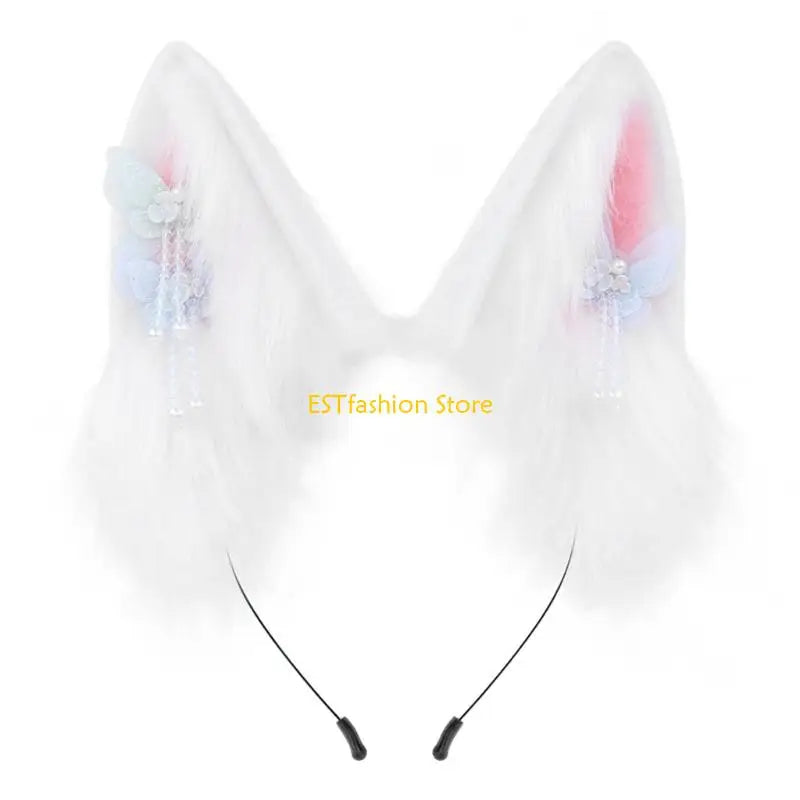 Y5GC Bendable Cats Ear Hairband Plush Animal Ear Hairband For Anime Enthusiasts Roleplay and Halloween Party DressingUp Props