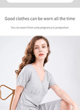 Modal Maternity Clothes Breastfeeding Nightgowns Nursing Sleepwear Hospital Loose Fitting Breast Feeding Pajamas Pregnancy Dress