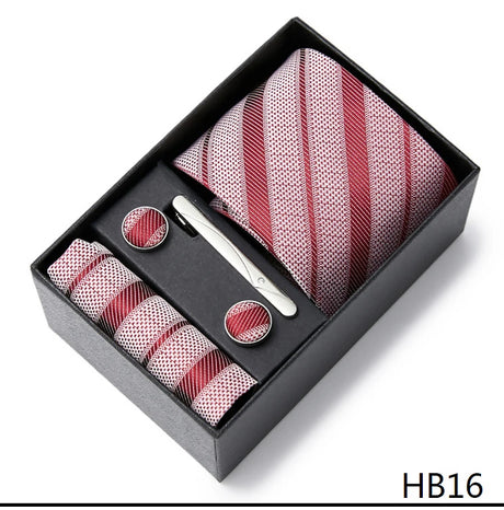 Gravatas For Men Newest design Silk Tie Handkerchief Cufflink Set Necktie Box Striped Blue Office