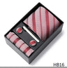 Gravatas For Men Newest design Silk Tie Handkerchief Cufflink Set Necktie Box Striped Blue Office