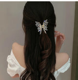Kiss Jewelry Luxury Butterfly Hair Claw Clip Gold Plated Rhinestone Pearl Hairpin Women Korean Fashion Headwear Hair Accessories