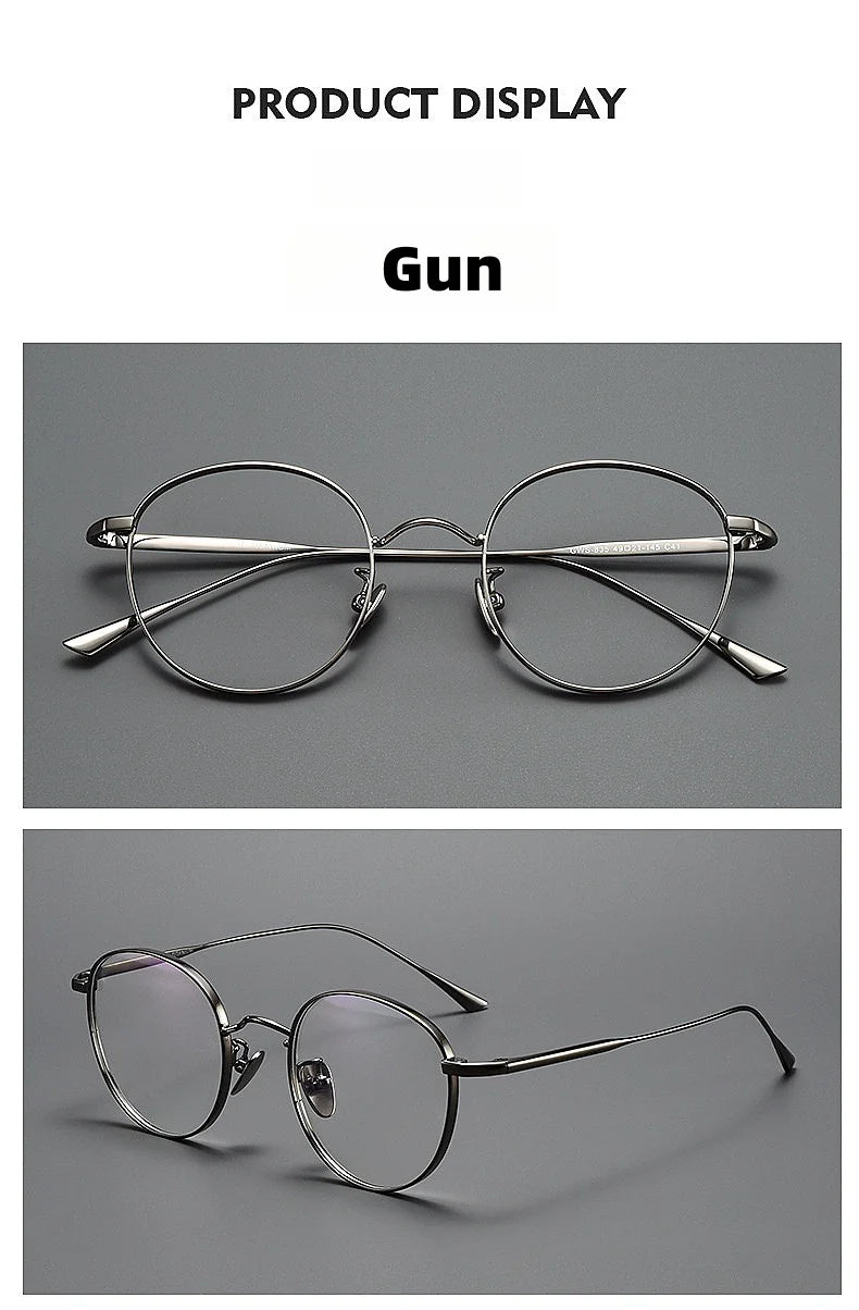 Titanium Glasses Frame Retro Round Wide-rimmed Men's Glasses Frame Anti-blue Light Optical Prescription Women Glasses Frame 835