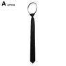 Pre-Tie Zipper Necktie Men Women Slim Narrow Neck Tie Retro Color Safety Clip Tie Business Funeral Butler Matte Black Tie