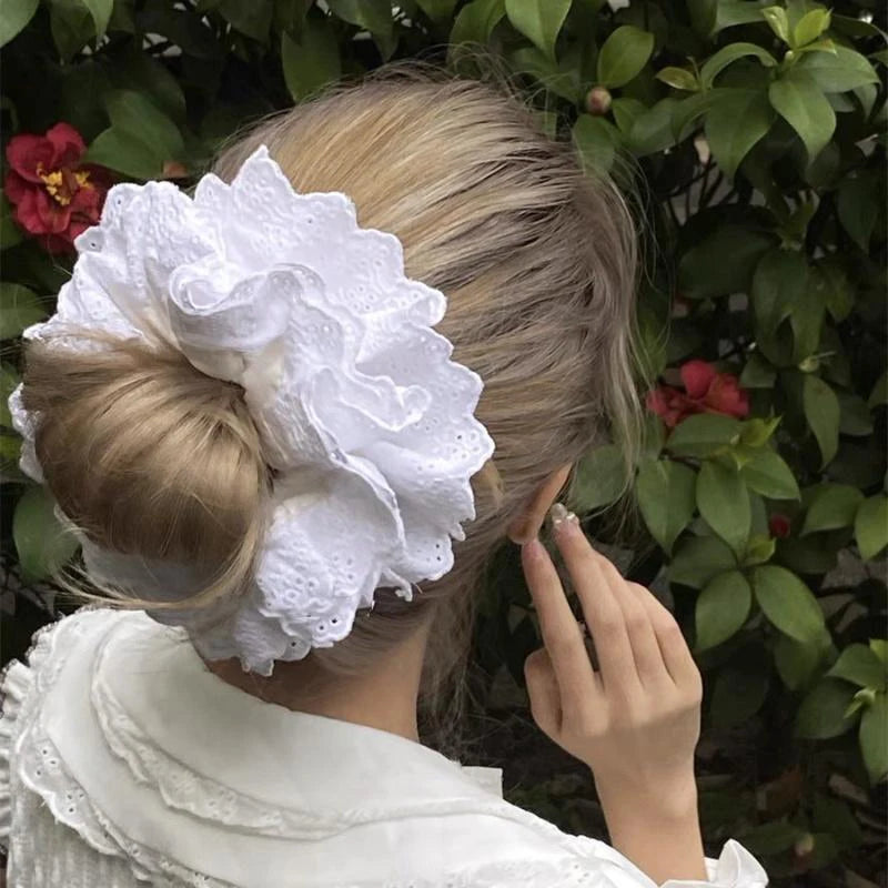 Oversized Lace Hair Scrunchie Elastic Ponytail Holder Elastic Hair Accessories