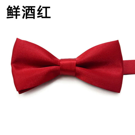 Fashion Kids Solid Color Bow Ties Imitation Silk Student Bowties Soft Black Red Butterfly Bowknot Wedding Party Cute Pet Cravat