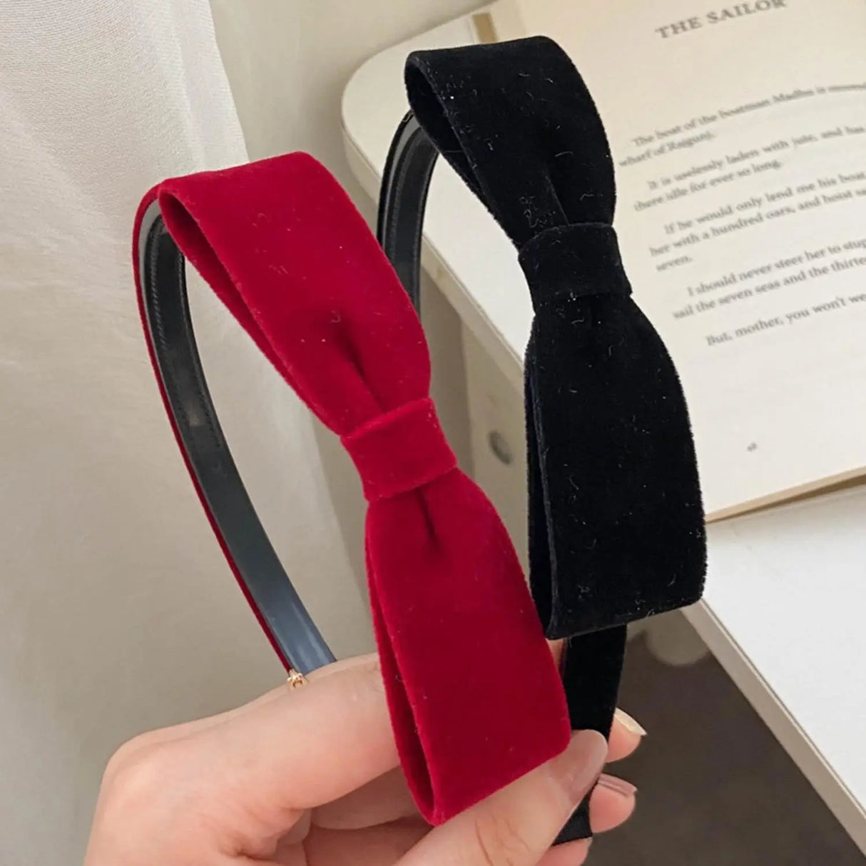 Women Velvet Bowknot Hairbands Red Black Elegant Party Headbands Korean Headwear Vintage Head Hoop Photo Props Accessories