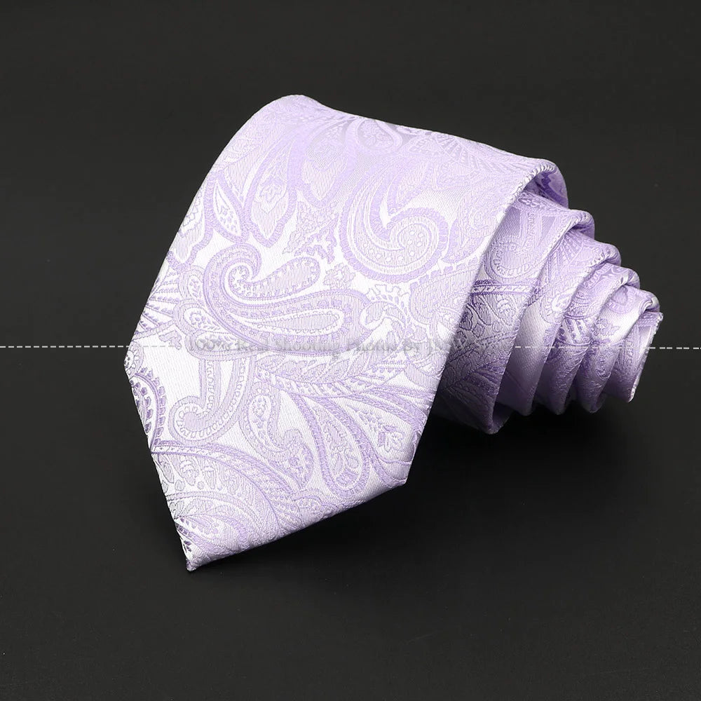 New Design Wedding Men Tie Purple Solid Striped Paisley Flower Neckties Men Business Dropshipping Groom Collar Accessories Gift