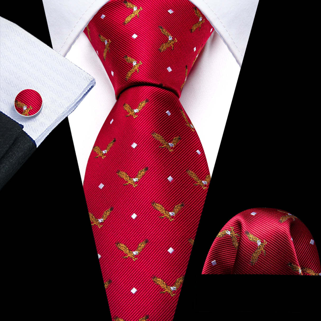 New Arrival Men's Ties Set Dinosaur Pattern Navy Gold Mens Wedding Necktie 8.5cm Necktie Business Silk Ties For Men Gift FA-5191