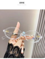 Elliptical Artistic Style Myopia Glasses Retro Small Frame Flat Lenses Ultra Light Finished Near Sight Eyewear Fashion Goggles