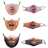 Halloween Adults Mouth Masks Funny Printed Cotton Blend Facial Expressions Washable Mascaras Face Shield Masque Facial Masks