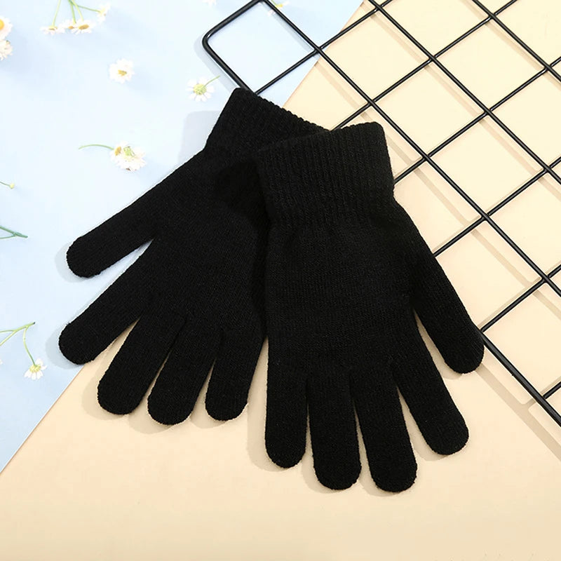 Winter Knitted Gloves Men Women Touch Screen Cold-proof Warm Full Finger Gloves Korean Style All-match Cycling Wool Gloves