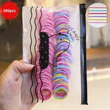 50/100/200/300pcs Cute Hair Ties For Kids & Girls - Colorful Elastic Polyester Hair Ties, Ideal choice for Gifts