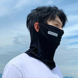 Ice Silk Sunscreen Mask For Men Women Outdoor Cycling Face Cover Solid Color Neck Wrap UV Protection Ear Bandana Scarf Summer