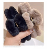 Autumn and winter trend imitation rabbit fur grab clip large square Maillard head shark clip multi-volume hair accessories