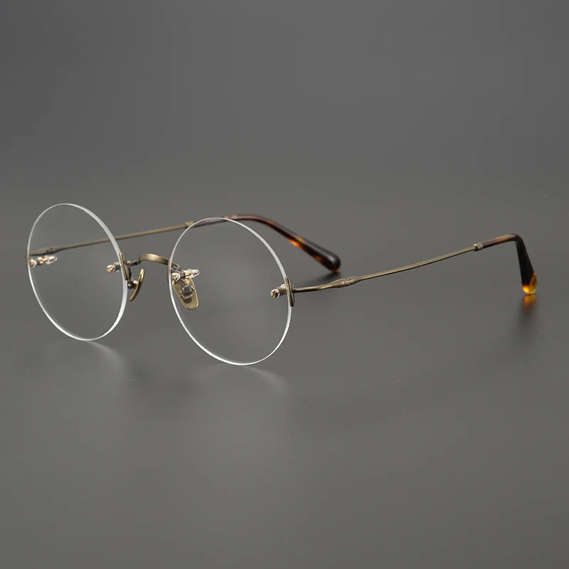 2024 Pure Titanium Round Rimless Glasses Frame Simple Fashion Men Women Small Faces Eyeglasses Light Weight Frameless Spectacles