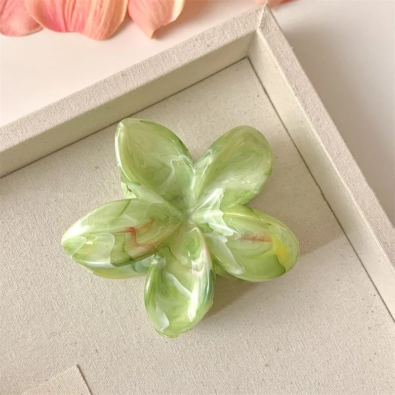 Summer Ice Transparency Pink Green Egg Flower Scratch Clip Shark Clip Sweet Fresh Marbled Plate Hair Clip Hair Scratch