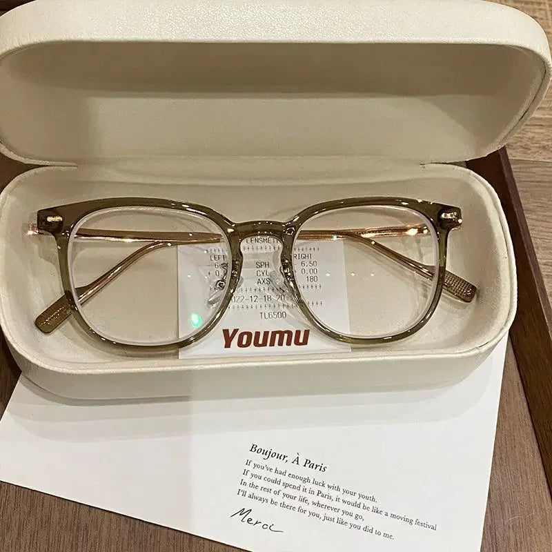 0 ~ -6.0 Myopia Glasses  Blue Light Resistant Flat Glasses Oval Resin Lenses Men Computer Optical Eyeglasses Unisex