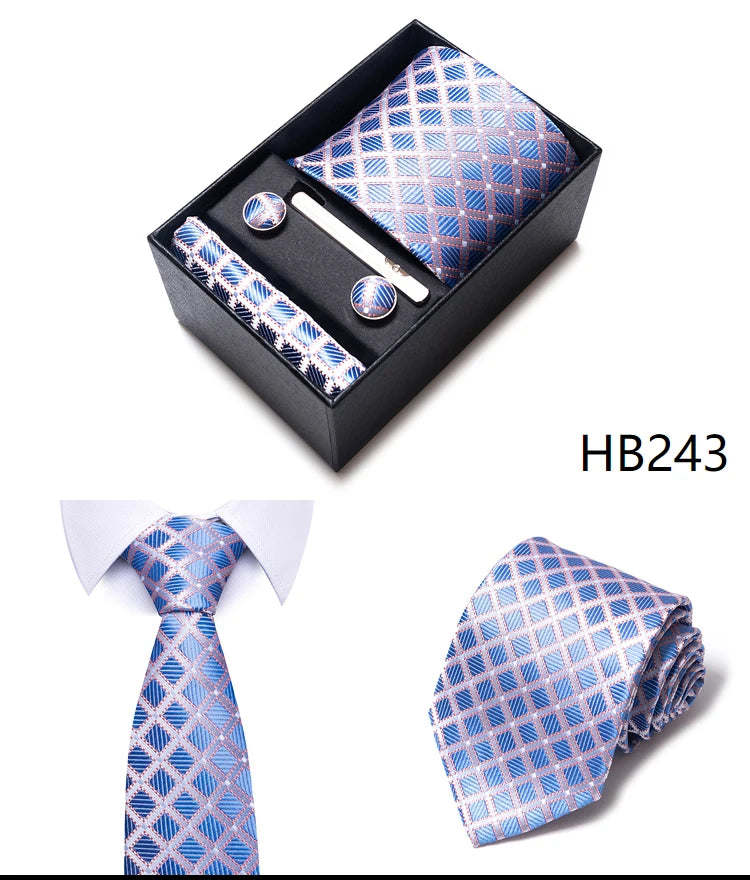 Tie For Men Brand New Style Wedding Gift Tie Pocket Squares Set Necktie Box Men Black Suit Accessories