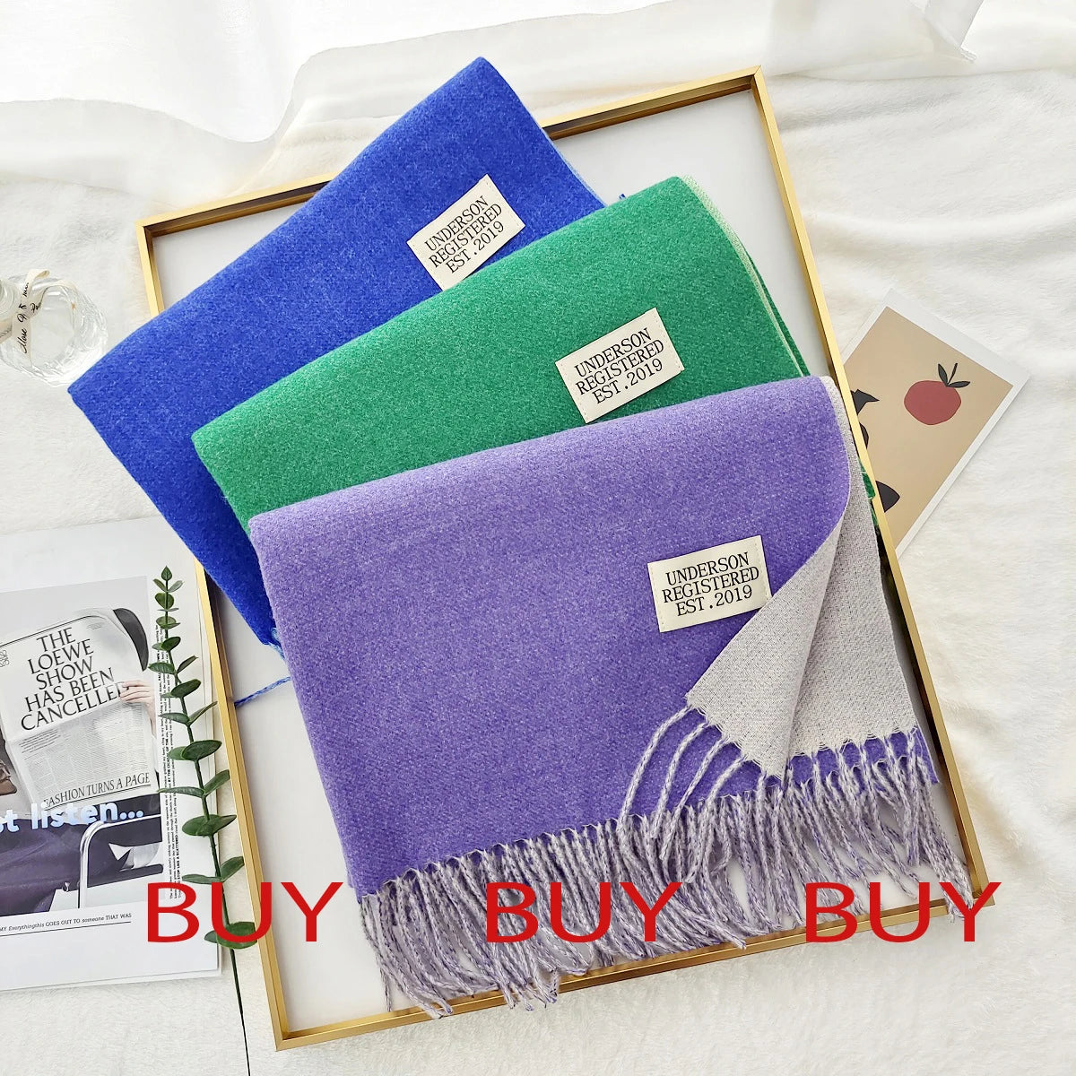 Luxury Cashmere Bright Solid Colors Women Scarf Winter Shawl and Wrap Bandana Pashmina Tassel Female Foulard Thick Blanket