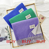 Luxury Cashmere Bright Solid Colors Women Scarf Winter Shawl and Wrap Bandana Pashmina Tassel Female Foulard Thick Blanket