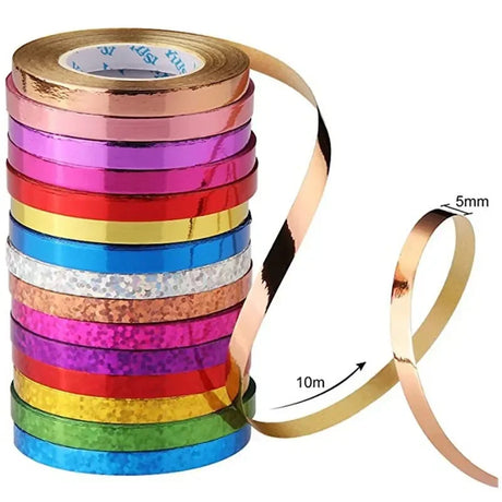 10Meter/Rolls 5mm Balloon Ribbon Party Birthday Wedding Accessorie Laser  Chain Satin Ribbons Crafts DIY  Decoration