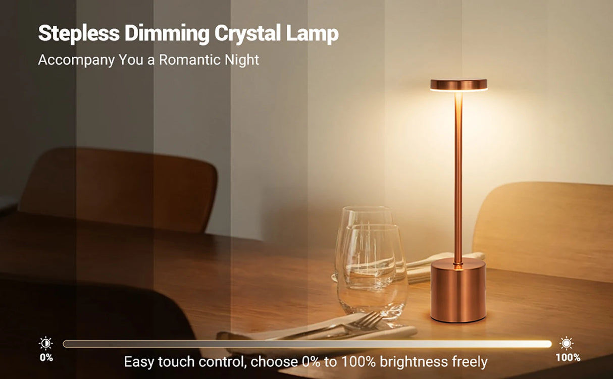 LED Table Lamp Touch Sensor Rechargeable Desktop Night Light Wireless Reading Lamp for Restaurant Hotel Bar Bedroom Decor Light