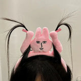 Headbands New Pink Bunny Hair Band Quirky Fun Plush Headband Grip Bangs Cute Photo Decoration Hair Bands Headdress