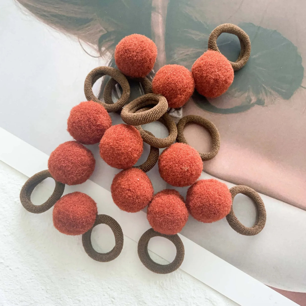 10pcs Kids Elastic Hair Bands Girls Plush Ball Rubber Band For Children Sweets Scrunchie Hair Ties Clip Baby Hair Accessories