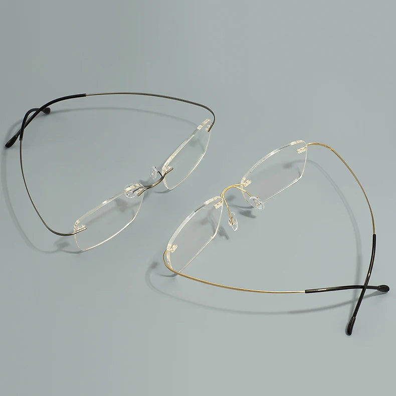 Titanium Large Size Lightweight Rectangular Men and Women Colored Flexible Rimless Glasses Frame For Myopia Prescription Lenses