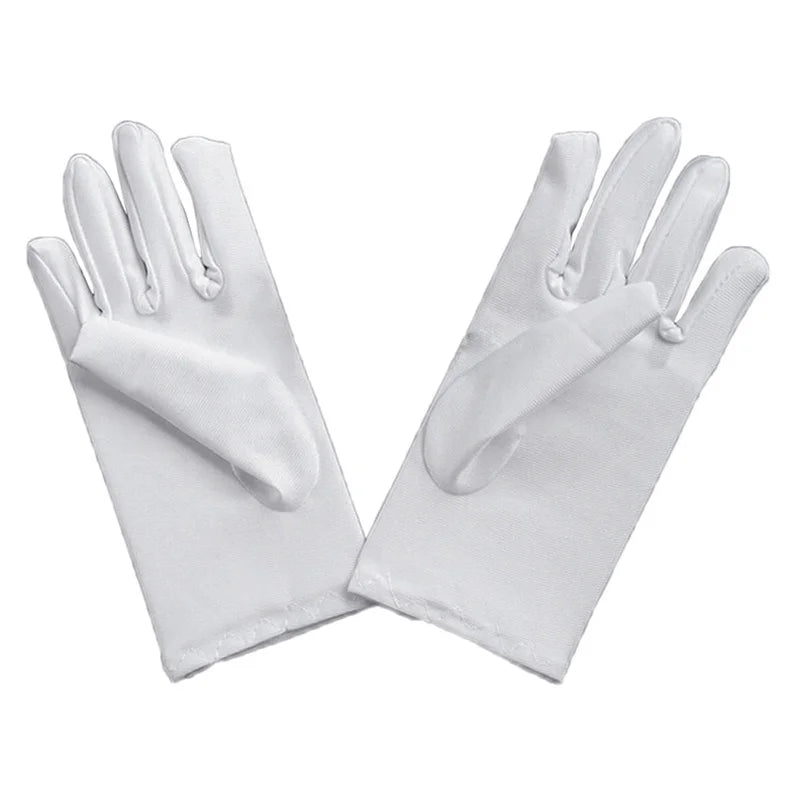 Kids Gloves White Short Satin Feel Boy Hold Flower Girl