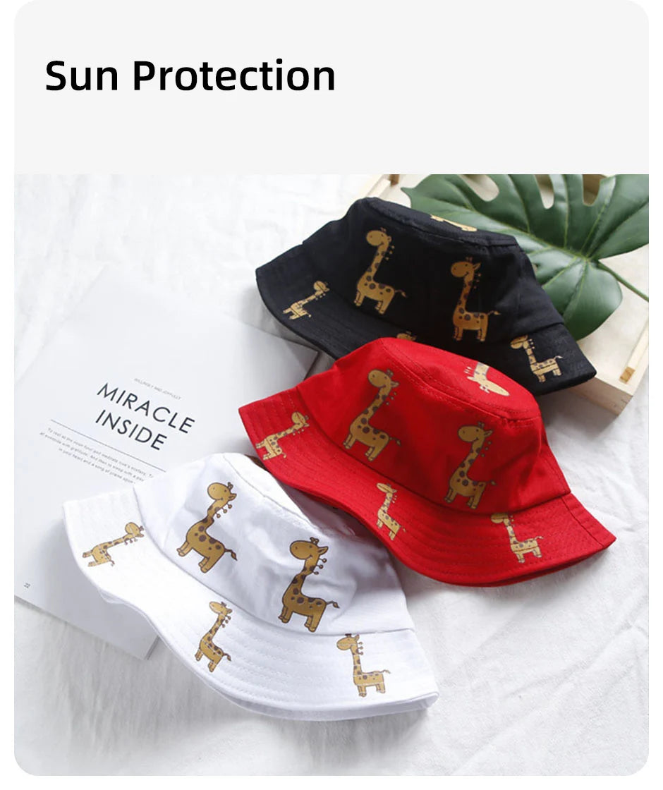 Cartoon Giraffe Baby Bucket Cap Outdoor Beach Children Sun Hat Kids Panama Cap Baby Boys Girls Cap