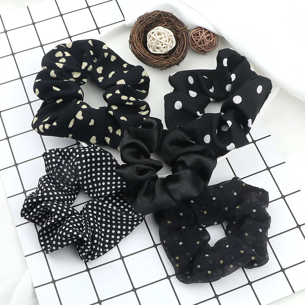 3/5PCS Black White Elastic Hair Bands for Girls Simple Basic Headband Women Rubber Band Hair Accessories Holder Scrunchies Gifts