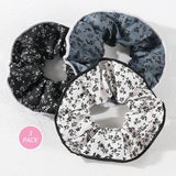 3/4Pcs Sweet Printed Elastics Hair Bands Women Girls Simple Scrunchies Korean Pink Mesh Hair Ties Ponytail Hair Accessories
