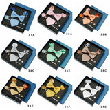 Tie Pocket Square Set Box Gift For Men Women Wedding Party Business Neck Tie Cufflinks Brooch Handky Solid Color Wholesale