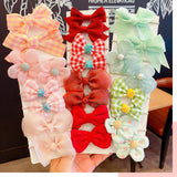 10pcs/set Flower Bowknot Elastics Hair Ties for Girl Children Cute Rubber Bands DIY Colorful Hair Bands Hair Accessories