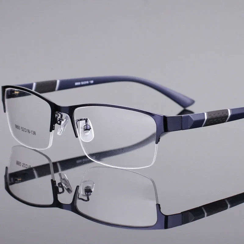 Men's Blue Light Blocking Reading Glasses Vintage Retro Metal Half Frame Eyeglasses Unisex Classic Business Eyewear Presbyopia