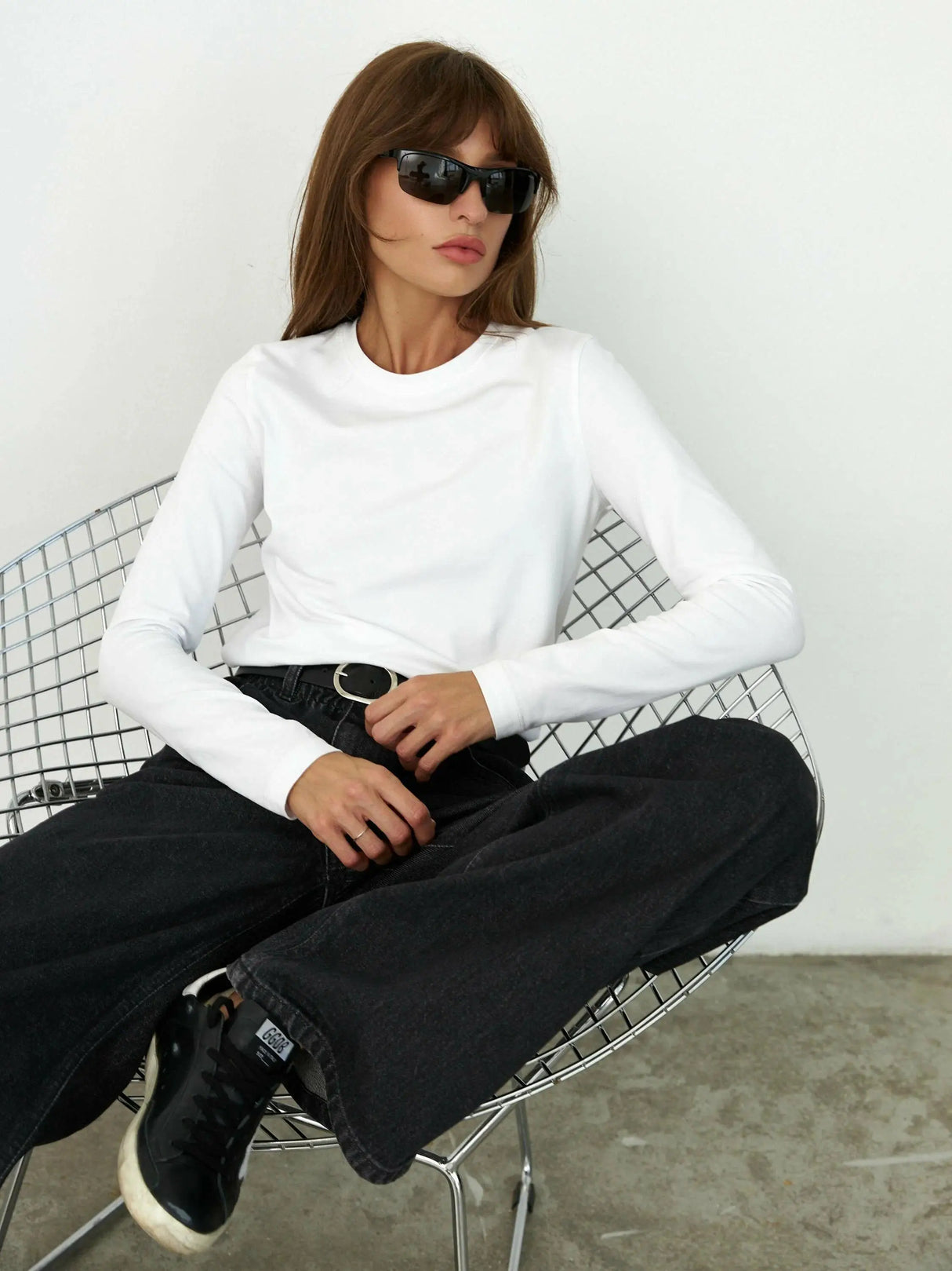 Wolfeel Women's Spring Autumn 100% Cotton T-shirt Bottoming Basic Solid Lady Long Sleeve Loose Tops Shirts Oversized T Shirt