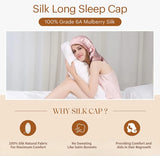 Natural Silk Long Turban Thick Hair Bonnet Night Cap Turban For Sleeping Curly Hair Silk Bonnet For Sleep Elastic Silk Hair Wrap