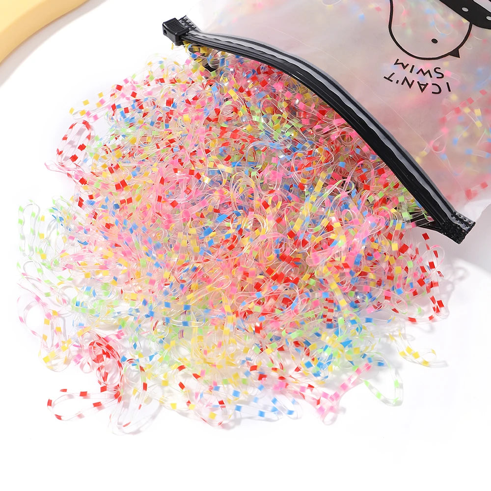 1000Pcs/Pack Disposable Elastic Hair Bands Colorful Scrunchie Girls Rubber Band Ponytail Holder Kids Hair Accessories Hair Ties