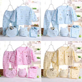 5pcs/set Newborn Baby Suit Set Top 2 Pants Hat Bibs 0-3 M Clothing Set Boy Girl Clothes Pure Cotton Breathable Cartoon Underwear